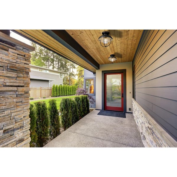 Ansel 1-Light Black Outdoor Flush Mount with Black Glass Shade