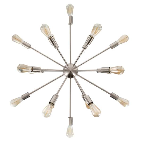 18-Light Brushed Nickel Sputnik Chandelier Ceiling Light