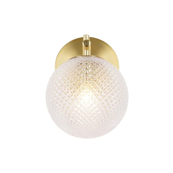 Walsh 1-Light Brass Wall Sconce Light with Prismatic Glass Shade