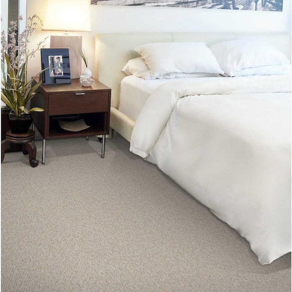 Tidal Tweed - Natural - Beige 13.2 ft. 39.23 oz. Wool Loop Installed Carpet