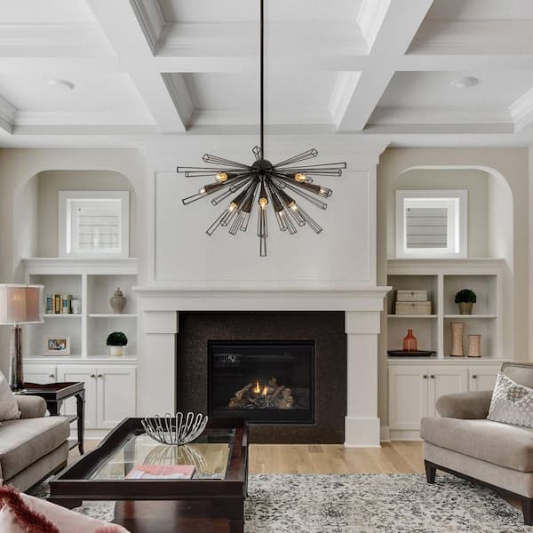 Aquin 10-Light Black Modern Geometric Sputnik Chandelier