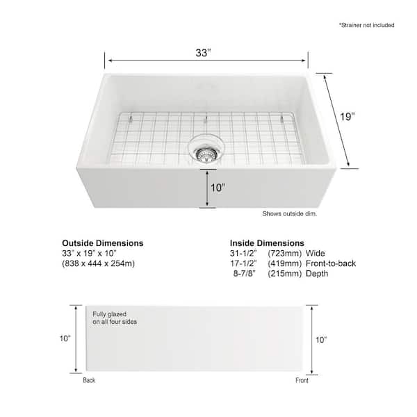 Farmhouse Apron-Front Fireclay 33 in. Single Bowl Kitchen Sink in White with Bottom Grid