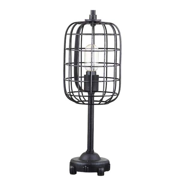 Odette 20 in. Black/Silver Industrial Metal Table Lamp