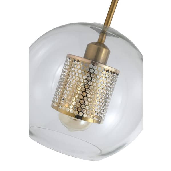 1-Light Gold Single Globe Pendant Light With Glass Shade Hanging Light Fixtures