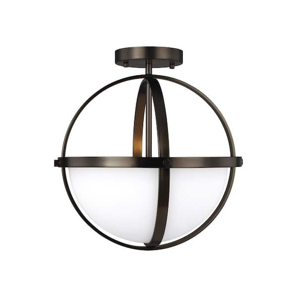 Alturas 2-Light Modern Brushed Oil Rubbed Bronze Semi-Flush Convertible Pendant