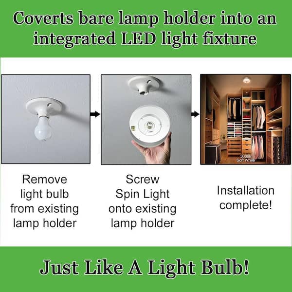 Spin Light 7 in. Closet Light LED Flush Mount Ceiling Light w/ Pull Chain Brushed Nickel Accent Clothes Closet Rated