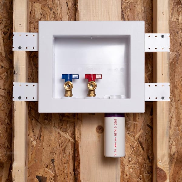 Quadtro 2 in. Copper Sweat Connection Washing Machine Outlet Box with 1/4 Turn Brass Screw-On Ball Valves