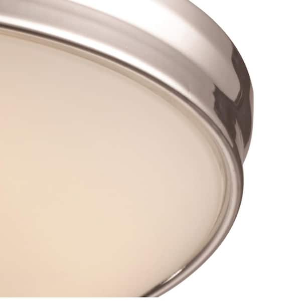 11 in. Polished Chrome Integrated LED Flush Mount Ceiling Light Fixture with Frosted Glass Shade