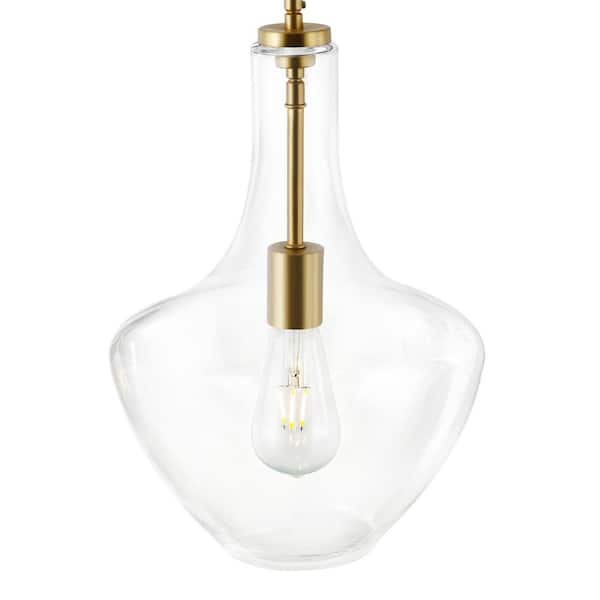 Sienna 1-Light Brushed Brass/Clear Pendant with Glass Shade