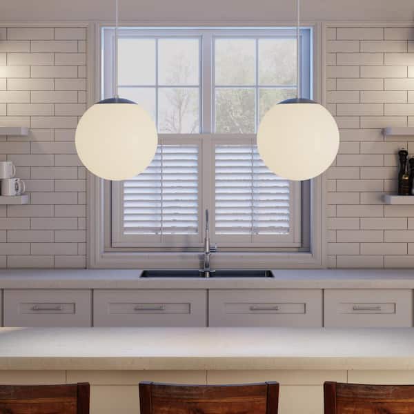 Leo Hanging Globe 10 in. W 1-Light White Pendant