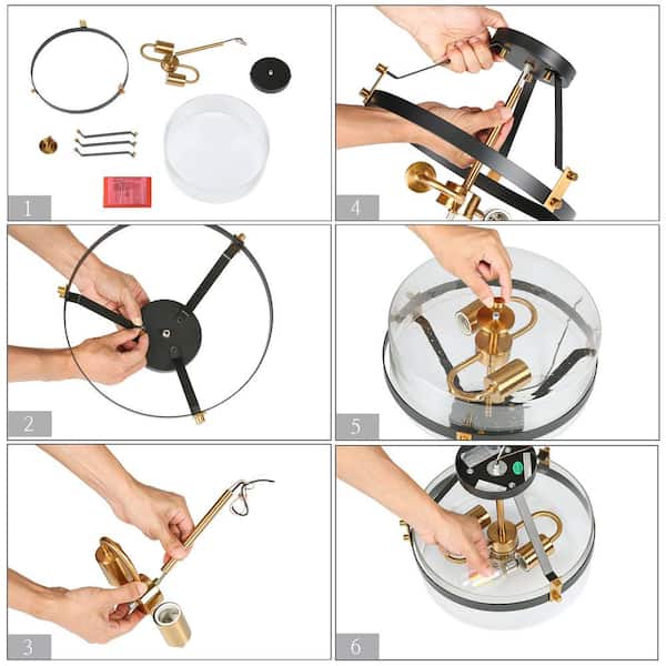 Modern Farmhouse Black Semi-Flush Mount, 12.5 in. 2-Light Plated Gold Kitchen Ceiling Fixture Light with Seeded Glass