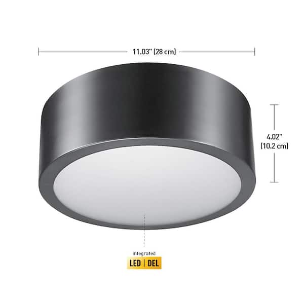 Edinburg Black Iron LED Integrated Flush Mount Ceiling Light with Frosted Glass Shade