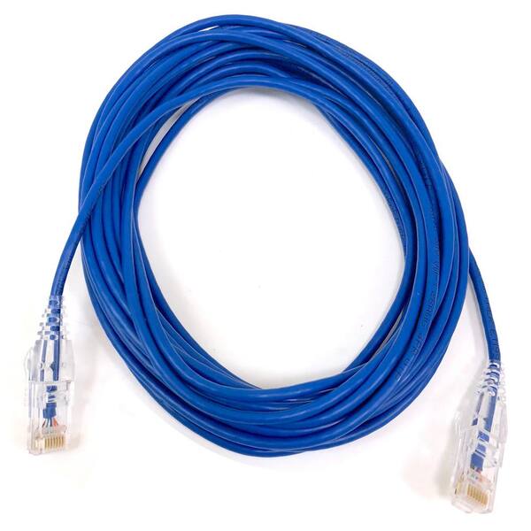 100 ft. 28 AWG Ultra Slim CAT6 RJ45 Unshielded Twisted Pair Patch Cable, Blue