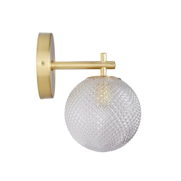 Walsh 1-Light Brass Wall Sconce Light with Prismatic Glass Shade