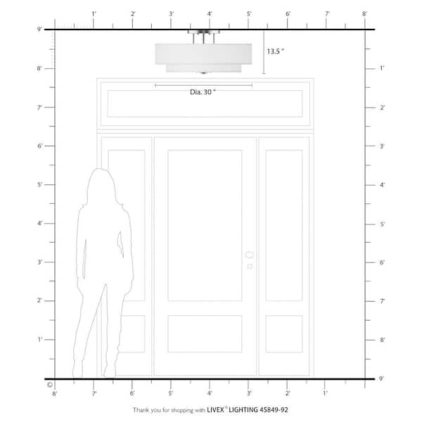 Meridian 6 Light English Bronze Semi Flush Mount