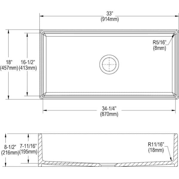 Burnham White Fireclay 36 in. Single Bowl Farmhouse Apron Kitchen Sink