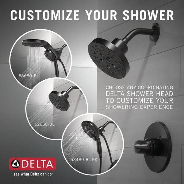 Trinsic Less Shower Head Rough Not Included 1-Handle Shower Faucet in Matte Black (Valve Not Included)