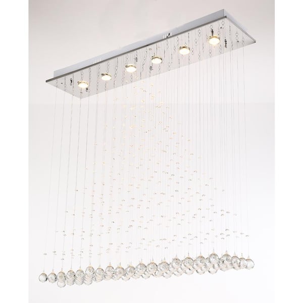 Albany 6-Light Clear Kitchen Island Geometric Chandelier with Crystal Accents