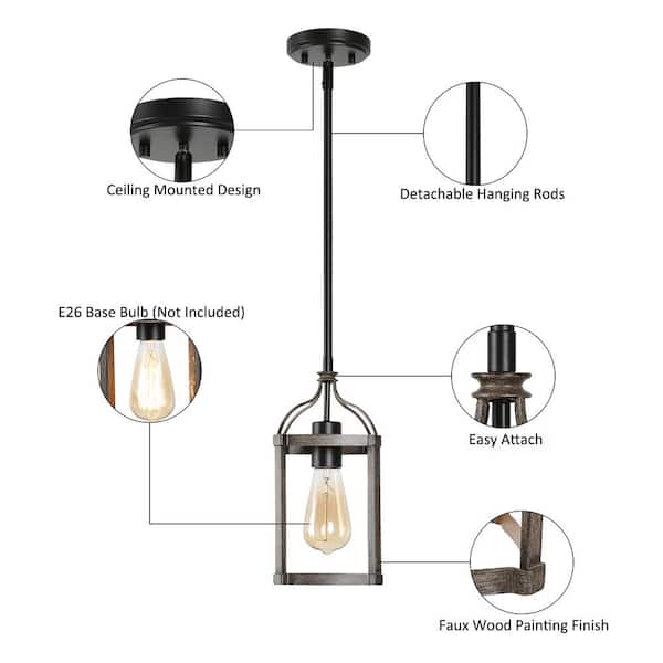 Modern Geometric Pendant Mercer 8.5 in. 1- -Light Brass Farmhouse Modern Chandelier Pendant Light With Clear Glass Shade