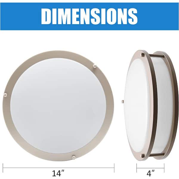 14 in. Silver LED Flush Mount 3000K/4000K/5000K Convertible Ceiling Light Fixture