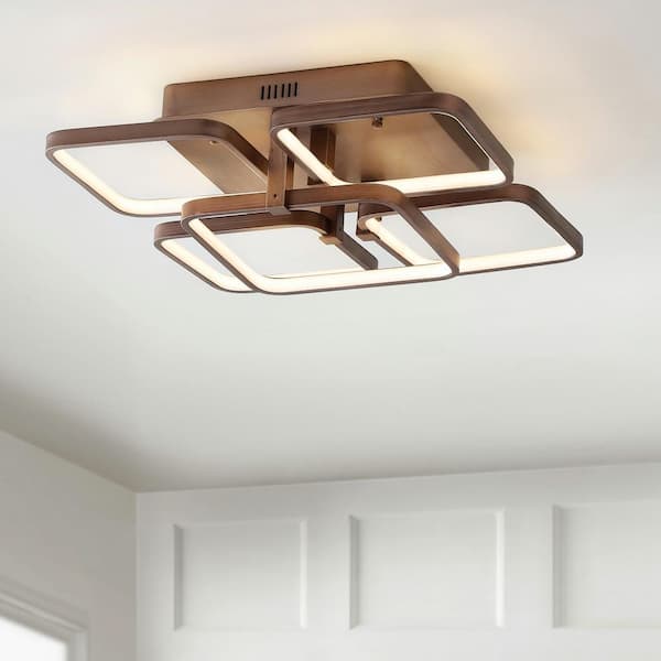 Sebastian 17.5 in. Coffee Integrated LED Metal Flush Mount Ceiling Light