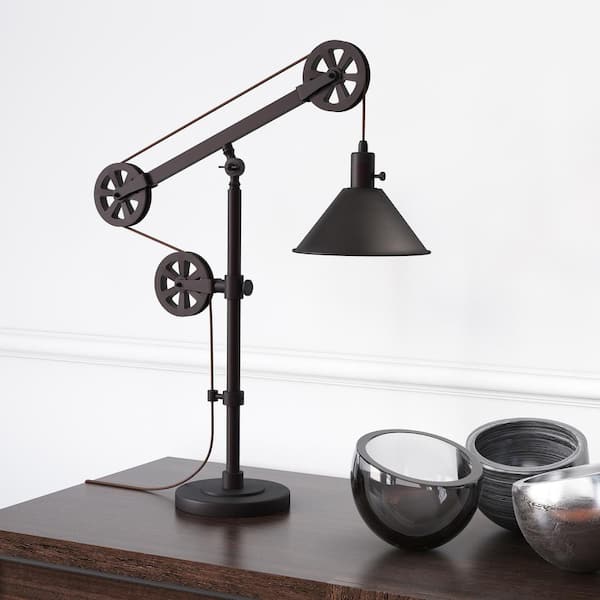 Descartes 29 in. Blackened Bronze Table Lamp with Pulley System table l