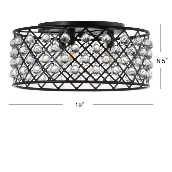 Gabrielle 19 in. Oil Rubbed Bronze/Clear Metal/Crystal LED Flush Mount Ceiling Light