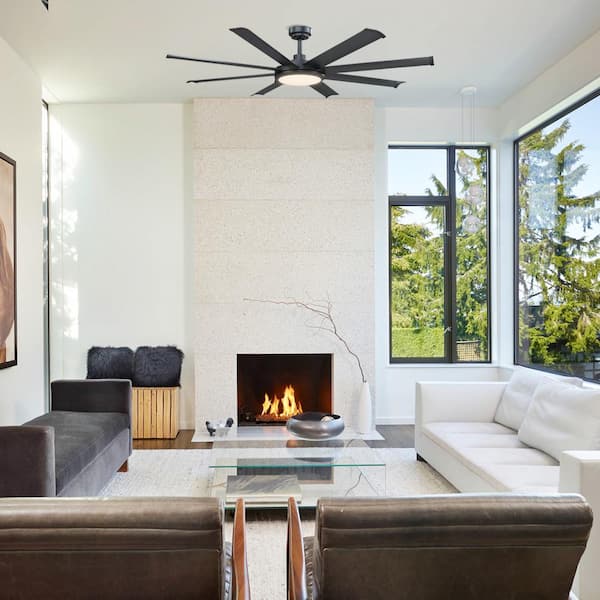 Kaitylyn 60 in. Matte Black Downrod Mount LED Ceiling Fan with Light and Remote Control