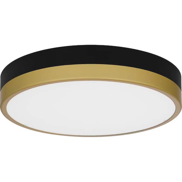 Weldin 11 in. Matte Black Gold LED Flush Mount