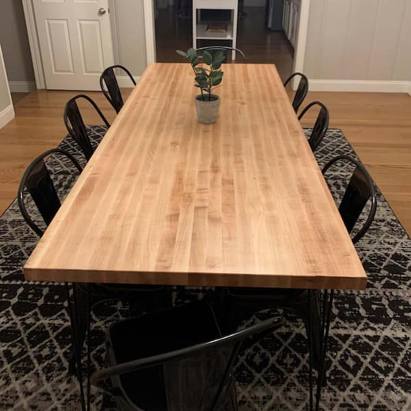 4 ft. L x 25 in. D x 1.75 in. T Finished Maple Solid Wood Butcher Block Countertop With Eased Edge