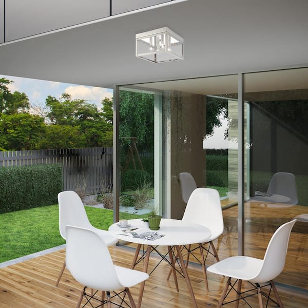 Nyack 4-Light Brushed Nickel Outdoor Flush Mount