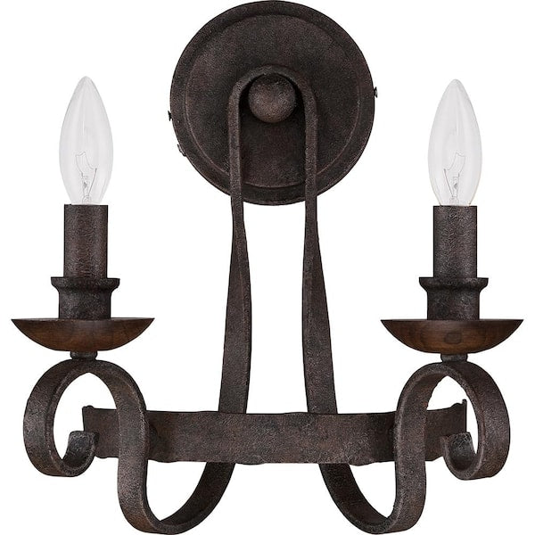 Noble 2-Light Rustic Black Wall Sconce