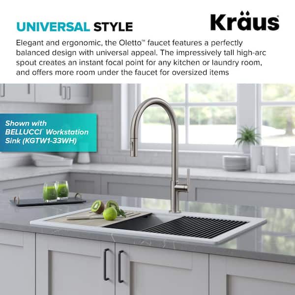 Oletto High-Arc Single-Handle Pull-Down Sprayer Kitchen Faucet in Spot Free Stainless Steel
