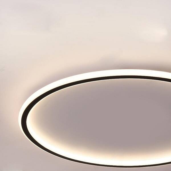 20 in. 1-Light Modern Simple Geometry Black LED Flush Mount Ceiling Light