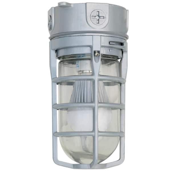 Industrial 1-Light Gray Outdoor Weather Tight Flushmount Light Fixture
