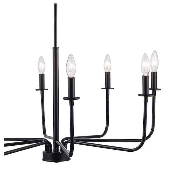 8-Light Black Candle Chandelier Light Fixture