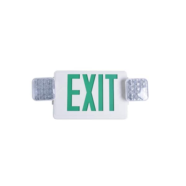 Combo 14-Watt Equivalent Integrated LED White Exit Sign and Emergency Light with Ni-Cad 9.6-Volt Battery