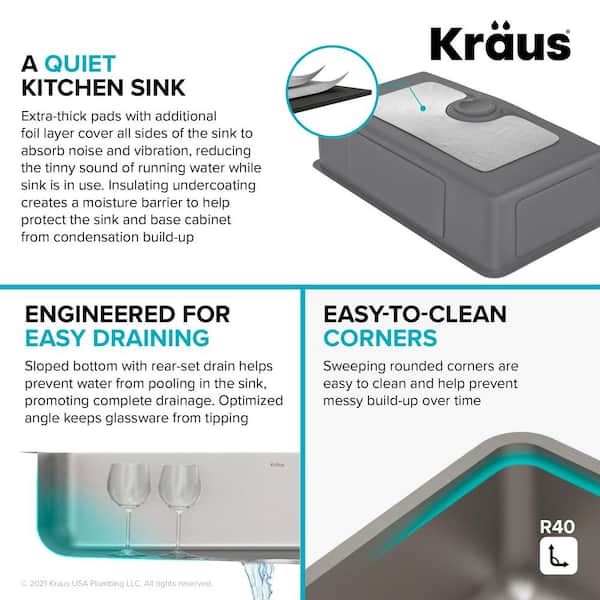 Dex 33 Undermount 16 Gauge Stainless Steel Single Bowl Kitchen Sink