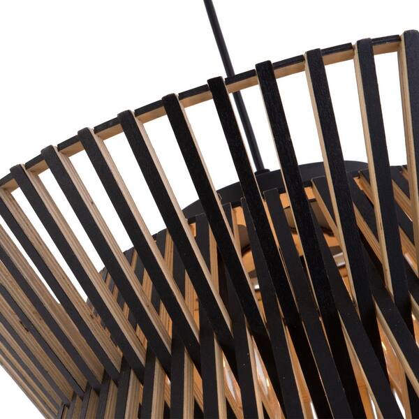 Highler 3-Light Black Wood Basket Chandelier