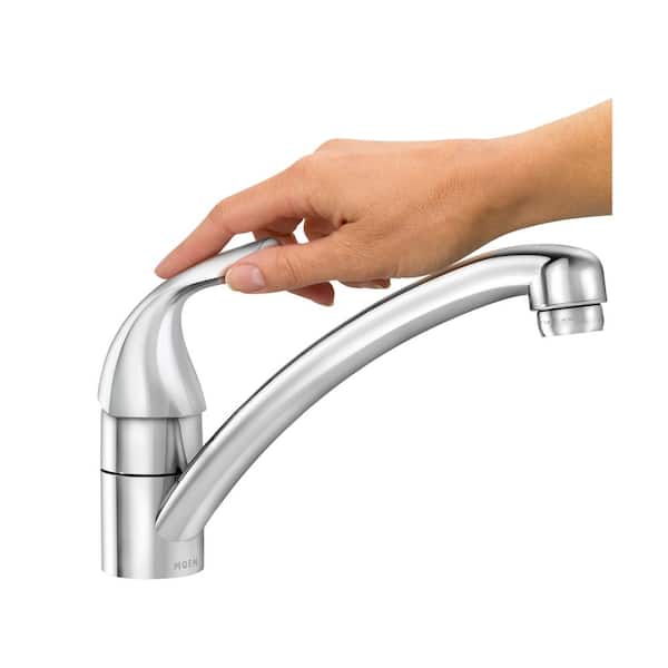 Adler Single-Handle Low Arc Kitchen Faucet in Chrome with Side Sprayer and Tool Free Install