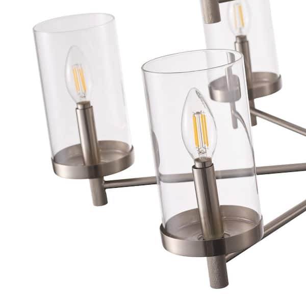 31 in. 9-Light 2-Tier Large Kitchen Island Chandelier Brushed Nickel Farmhouse Ceiling Hanging Fixture