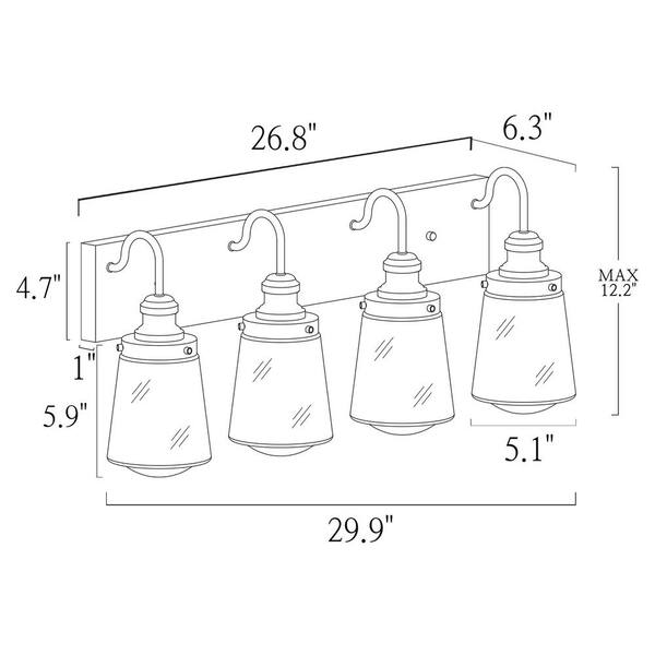 Modern Farmhouse Bathroom Wall Sconce, 4-Light Black and Brass Transitional Bell Vanity Light with Clear Glass Shades