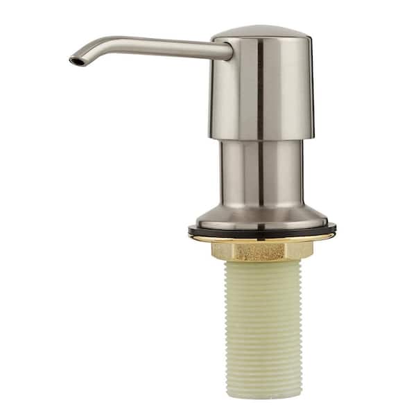 Straight Nozzle Metal Soap Dispenser in Satin Nickel