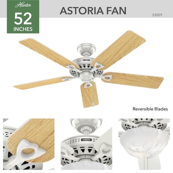 Astoria 52 in. Indoor White Ceiling Fan with Light Kit