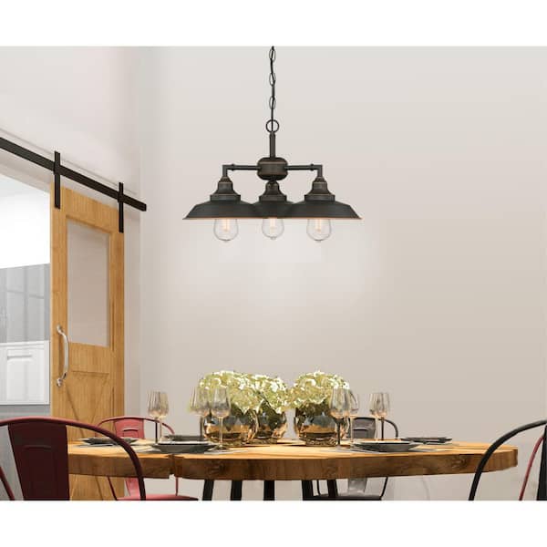 Iron Hill 3-Light Oil-Rubbed Bronze with Highlights Chandelier/Semi-Flush Mount Ceiling Fixture