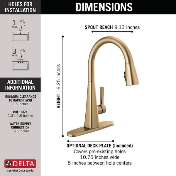 Lenta Single-Handle Pull-Down Sprayer Kitchen Faucet with ShieldSpray Technology in Champagne Bronze