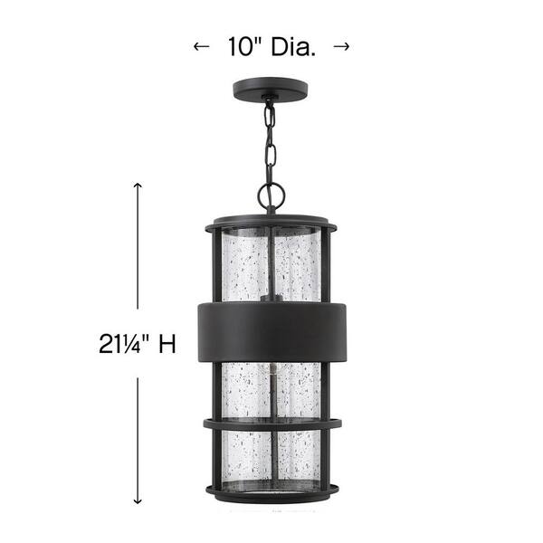 Saturn 21.25 in. 1-Light Satin Black Outdoor Pendant Light
