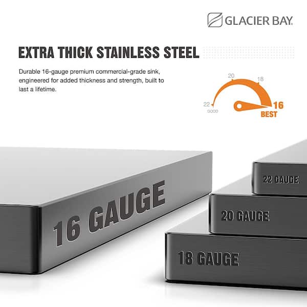 Professional 36 in. All in One Drop-In 16G Stainless Steel 2-Hole Single Bowl Kitchen Sink with Spring Neck Faucet