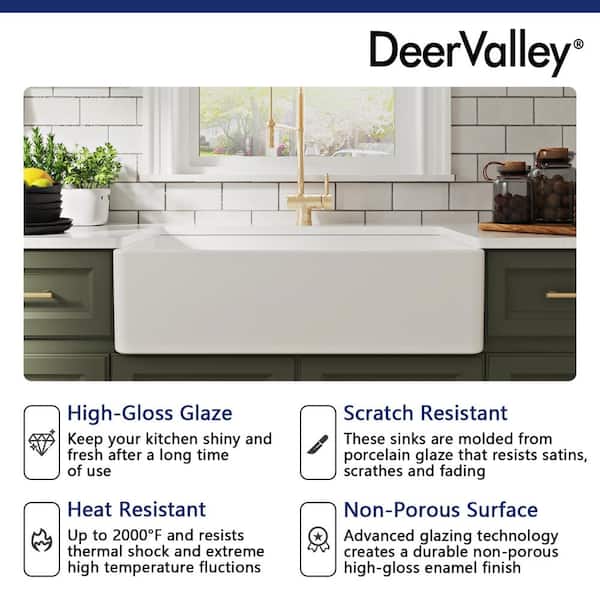 Grove White Fireclay 36 in. L x 18 in. W Rectangular Single Bowl Farmhouse Apron Kitchen Sink with Grid and Strainer