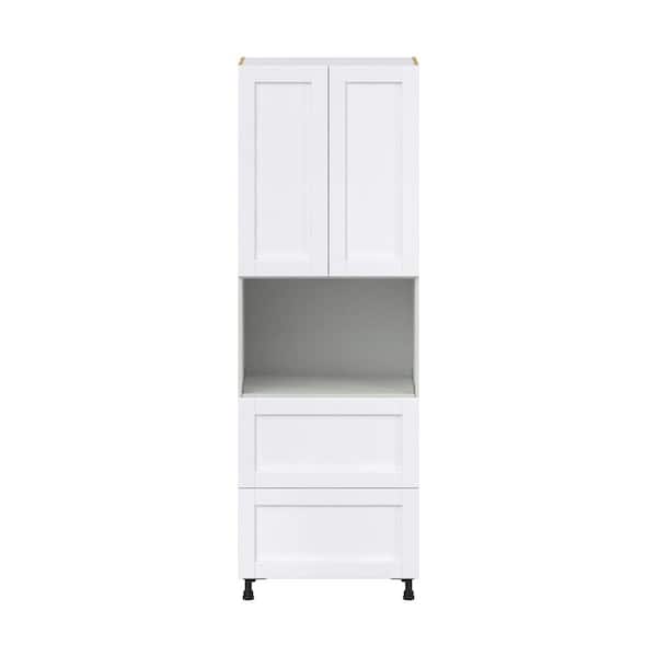 Mancos Glacier White Shaker Assembled Pantry Microwave Kitchen Cabinet with 2-Drawers (30 in. W x 89.5 in. H x 24 in. D)